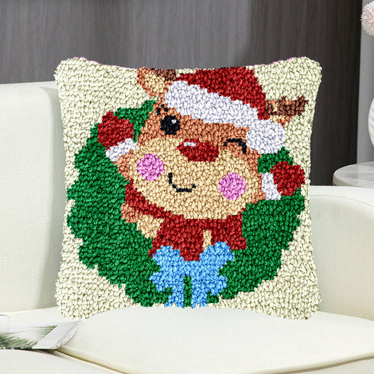 Kit de cierre de gancho para funda de almohada con diseño de ciervo navideño para adultos, principiantes y niños 