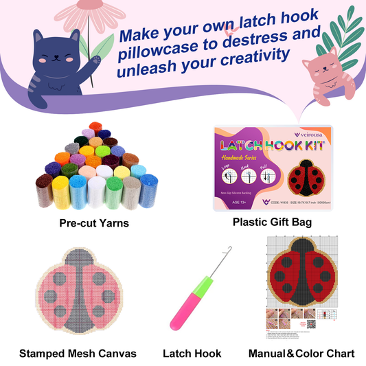 Cute Ladybug Latch Hook Rug Kit