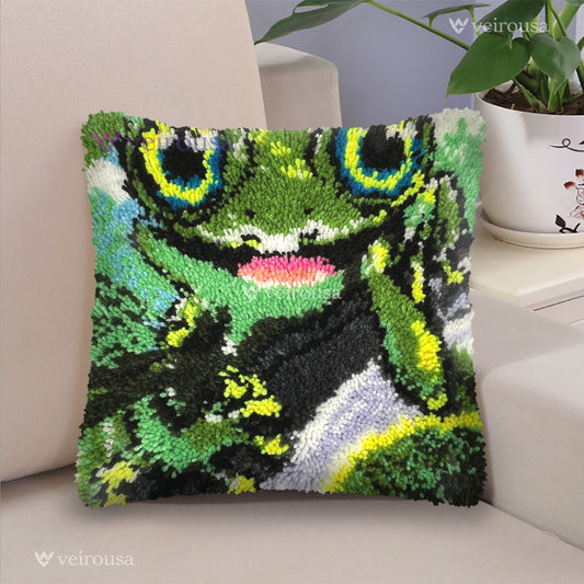 Naughty Frog Latch Hook Pillow Kit for Adult, Beginner and Kid