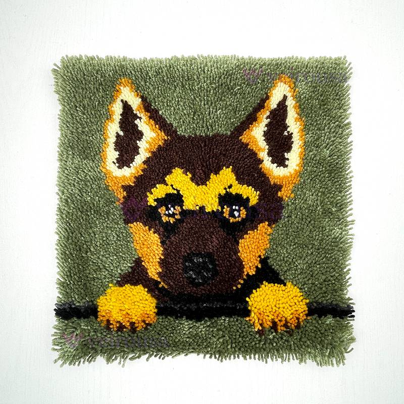German Shepherd Puppy - Latch Hook Pillow Kit