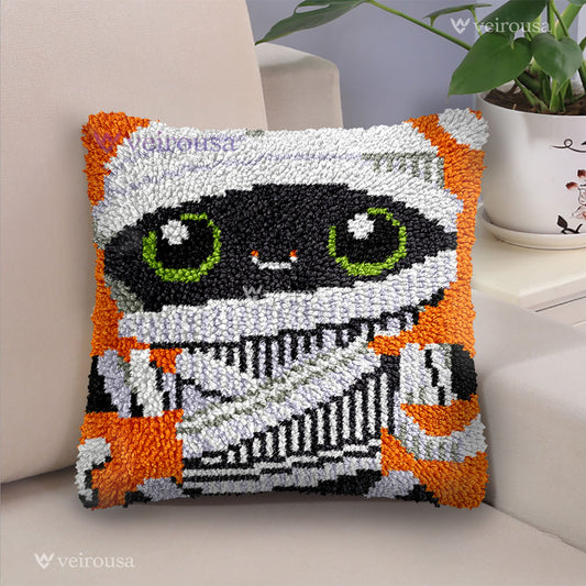 Halloween Mummy Pillowcase Latch Hook Kits for Adult, Beginner and Kid