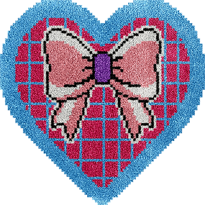 Heart-Shaped Bow - Latch Hook Rug Kit