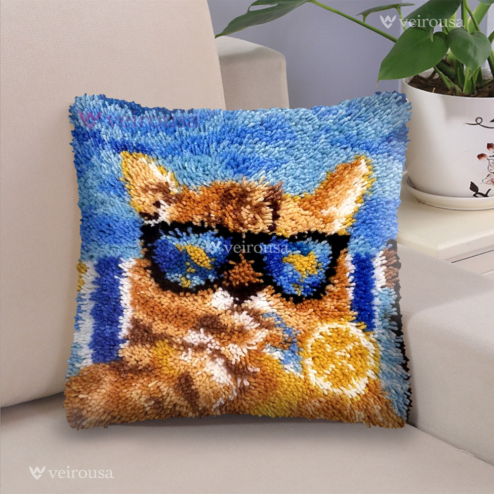 Cool Cat - Latch Hook Pillow Kit