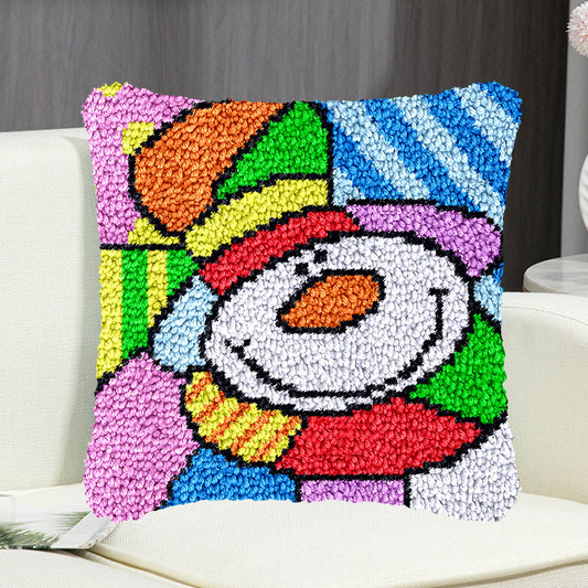 Kit de cierre de gancho para funda de almohada con muñeco de nieve de colores para adultos, principiantes y niños 