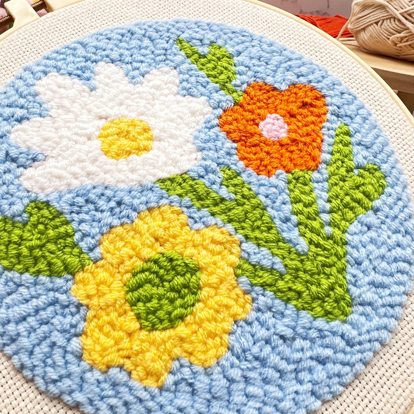 Retro Floral Punch Needle Kit for Beginners