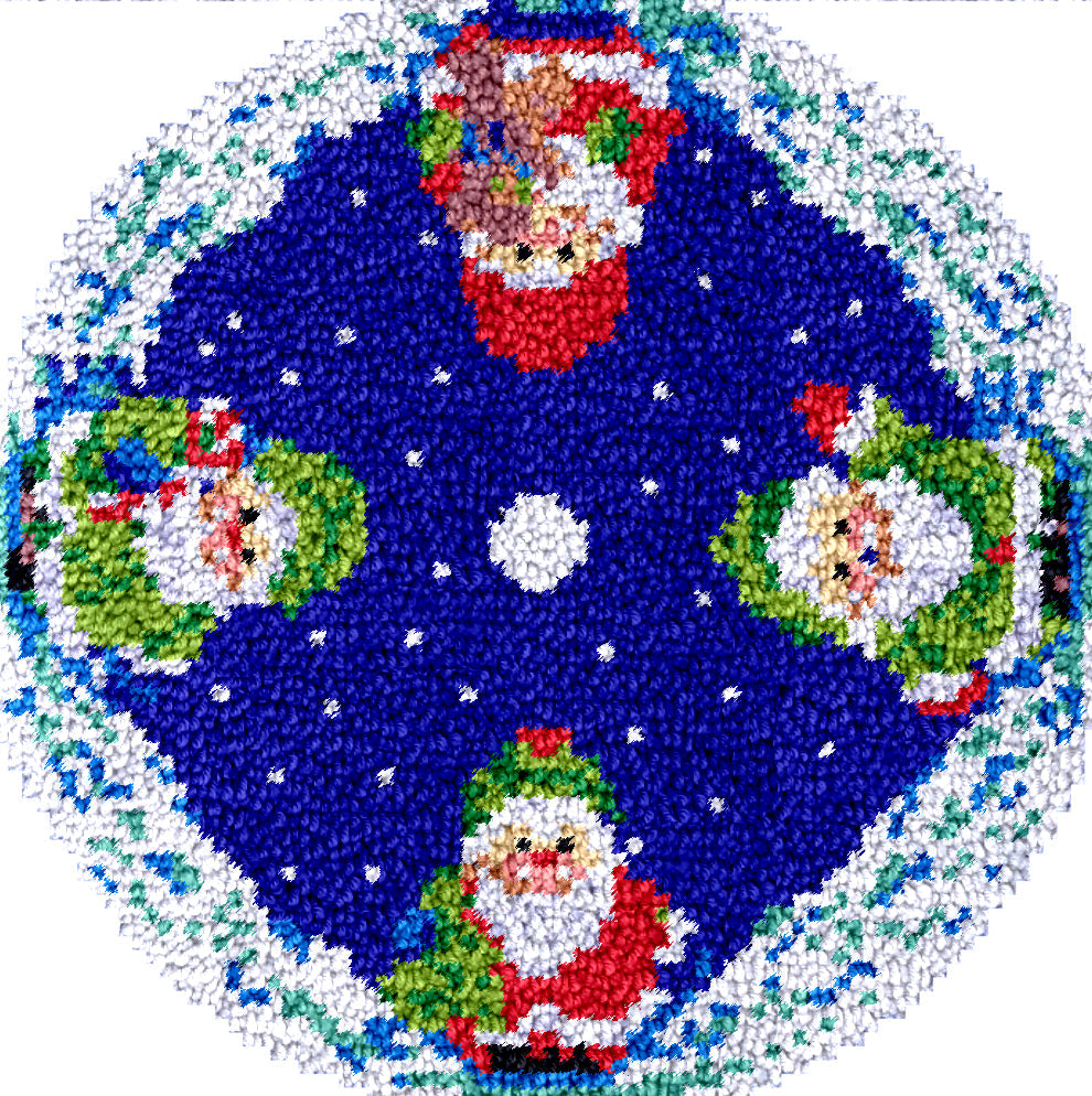 Cute Santa Christmas Tree Skirts Latch Hook Kit for Beginner
