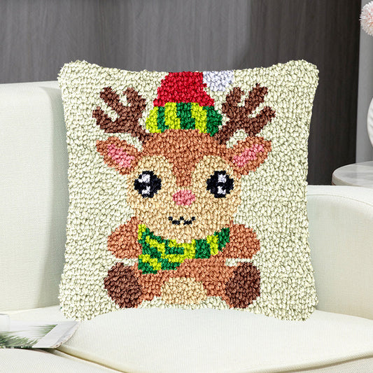 Kit de cierre para funda de almohada con diseño de ciervo navideño, ideal para adultos, principiantes y niños. 
