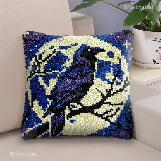 Dark Bird - Latch Hook Pillow Kit