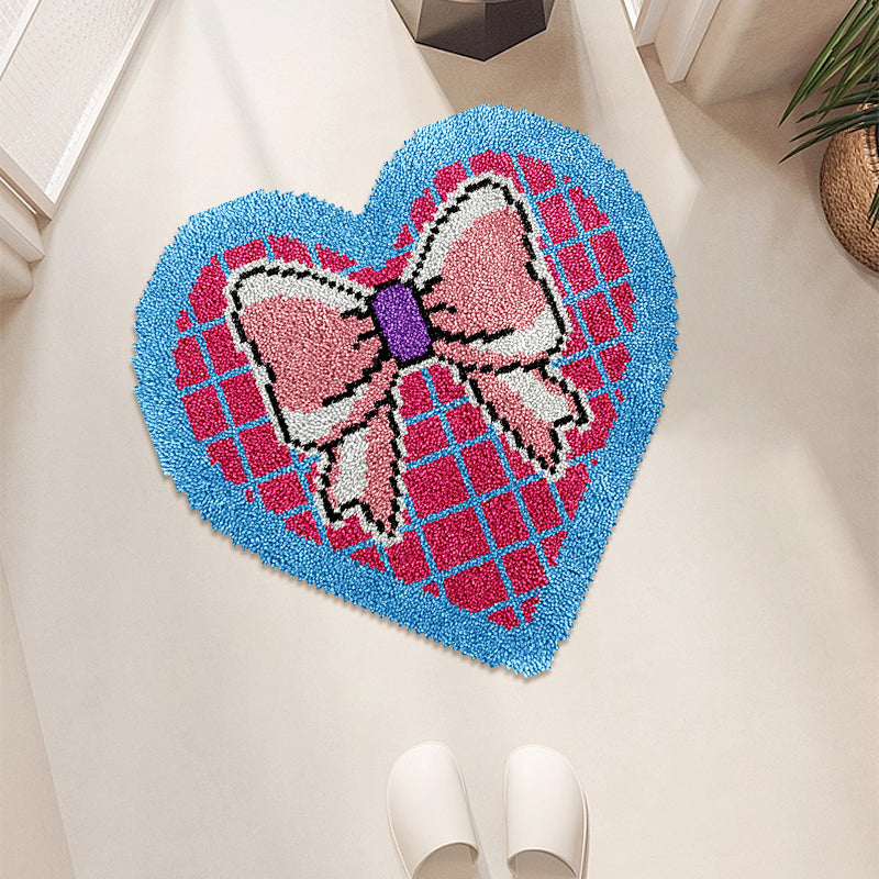 Heart-Shaped Bow - Latch Hook Rug Kit
