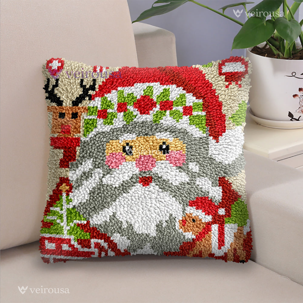 Hush! Santa with Bear - Pillowcase Latch Hook Kit