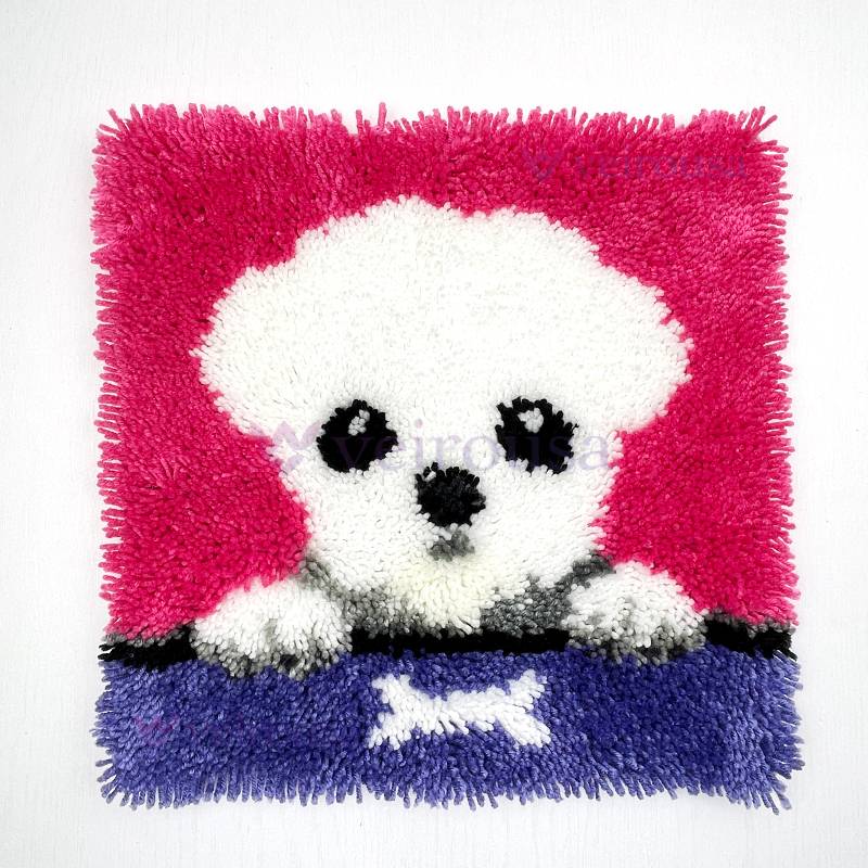 Maltese Puppy - Latch Hook Pillow Kit