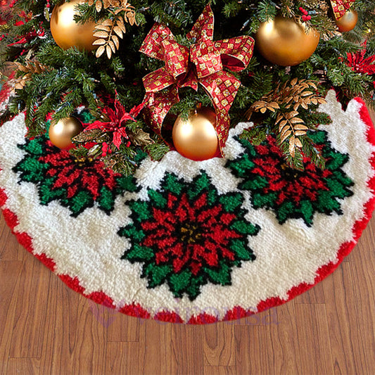 Kit de ganchillo para principiantes de faldas para árbol de Navidad con flores rojas grandes