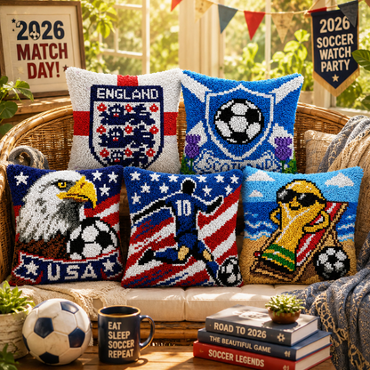 Kits de cierre de gancho para funda de almohada con diseño de balón de fútbol para adultos, principiantes y niños.