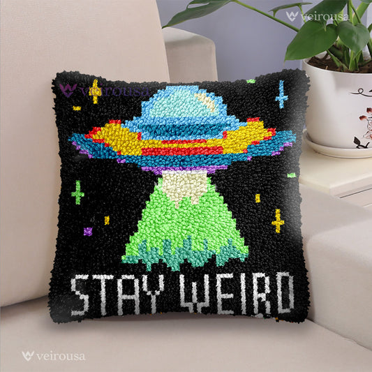 Keep Strange UFO - Latch Hook Pillow Kit