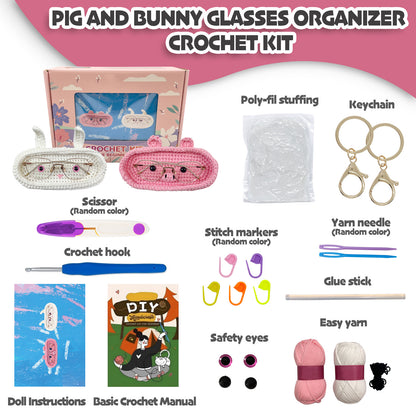 Pig & Bunny Glasses Organizer Crochet Kit