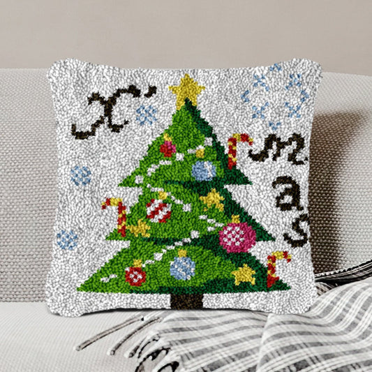 Kits de cierre de gancho para fundas de almohada con diseño de árbol de Navidad para adultos, principiantes y niños 