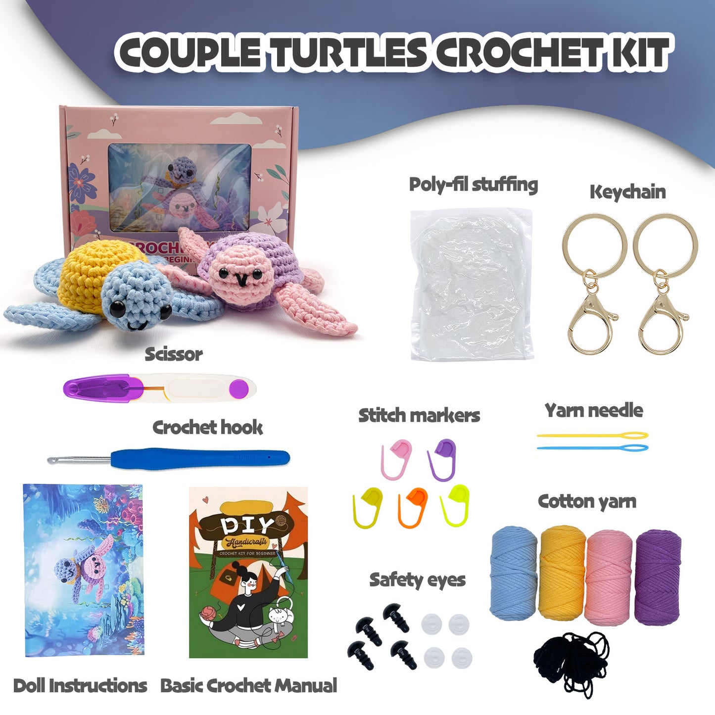 Colorful Sea Turtles Crochet Kit