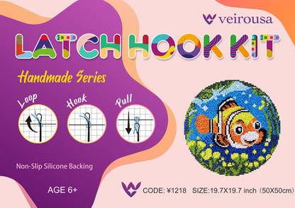 Kit de tapis à crocheter « La danse aquatique du poisson-clown » pour adultes, débutants et enfants