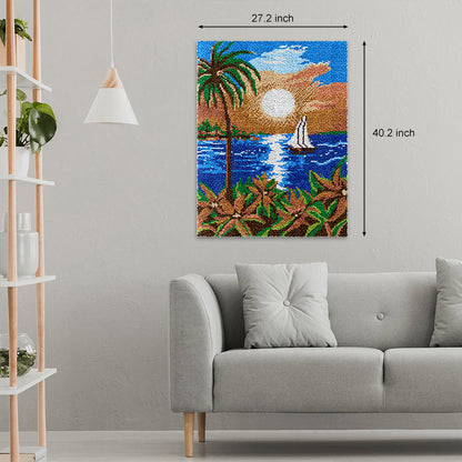 [Grand format] Kit de tapis à crochets au coucher du soleil - Paysage de coucher de soleil