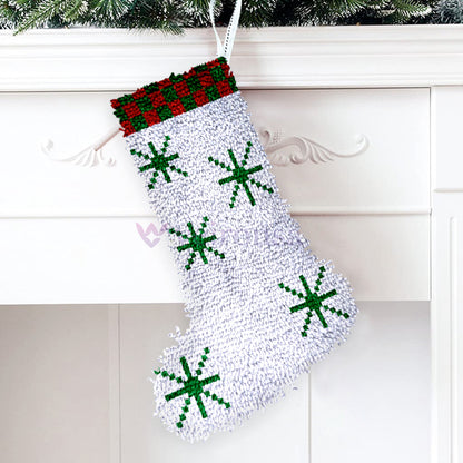 Kits de ganchillo para principiantes para hacer calcetines navideños con copos de nieve