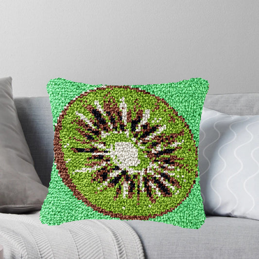 Kiwi Fruit Latch Hook Pillow Kit for Adult, Beginner and Kid