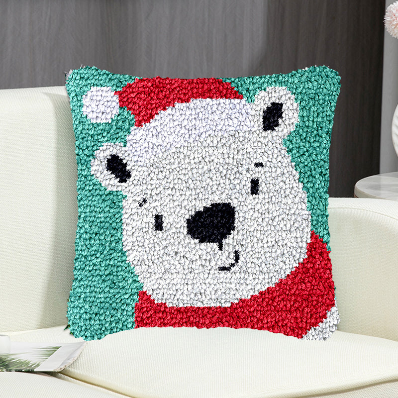 Kit de cierre de gancho para funda de almohada con forma de oso navideño para adultos, principiantes y niños 