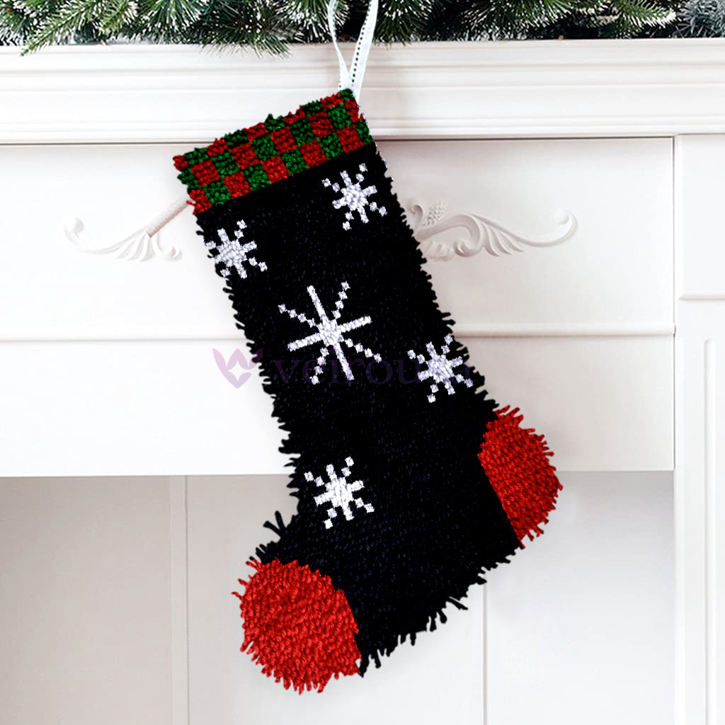 Kits de ganchillo para principiantes para hacer calcetines navideños con copos de nieve