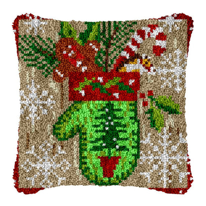 Guantes navideños verdes, funda de almohada, kit de cierre con gancho para adultos, principiantes y niños 