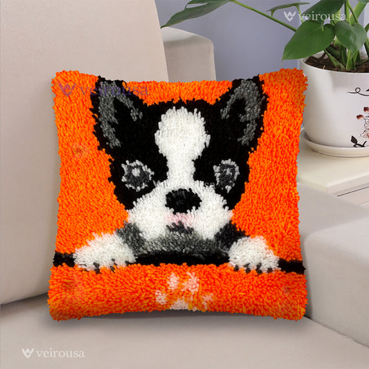 French Bulldog Puppy - Latch Hook Pillow Kit