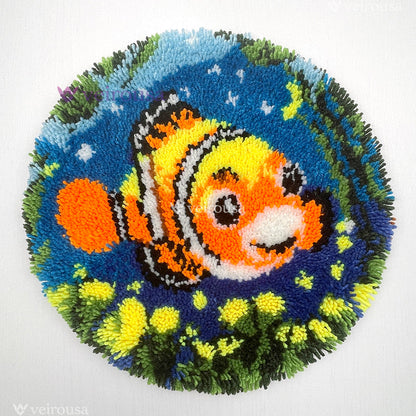 Kit de tapis à crocheter « La danse aquatique du poisson-clown » pour adultes, débutants et enfants