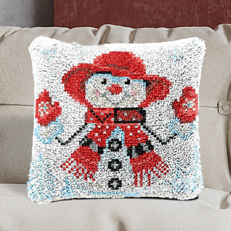 Kits de cierre de gancho para funda de almohada con diseño de muñeco de nieve navideño para adultos, principiantes y niños 
