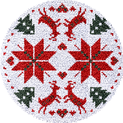 Deer Christmas Tree Skirts Latch Hook Kit for Beginner