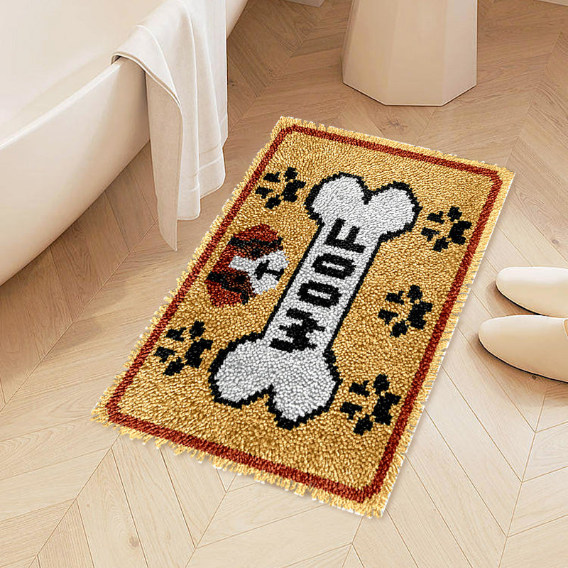 Woof with Dog Bone - Latch Hook Rug Kit