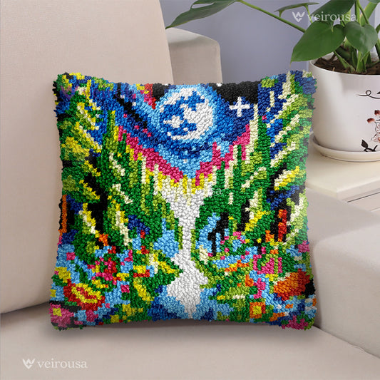 Enchanted Forest Pillowcase Latch Hook Kit for Adult, Beginner and Kid