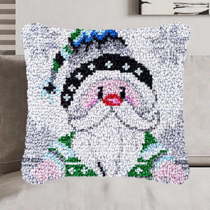 Kit de almohada navideña con gancho de cierre de gnomo azul de dibujos animados para adultos, principiantes y niños