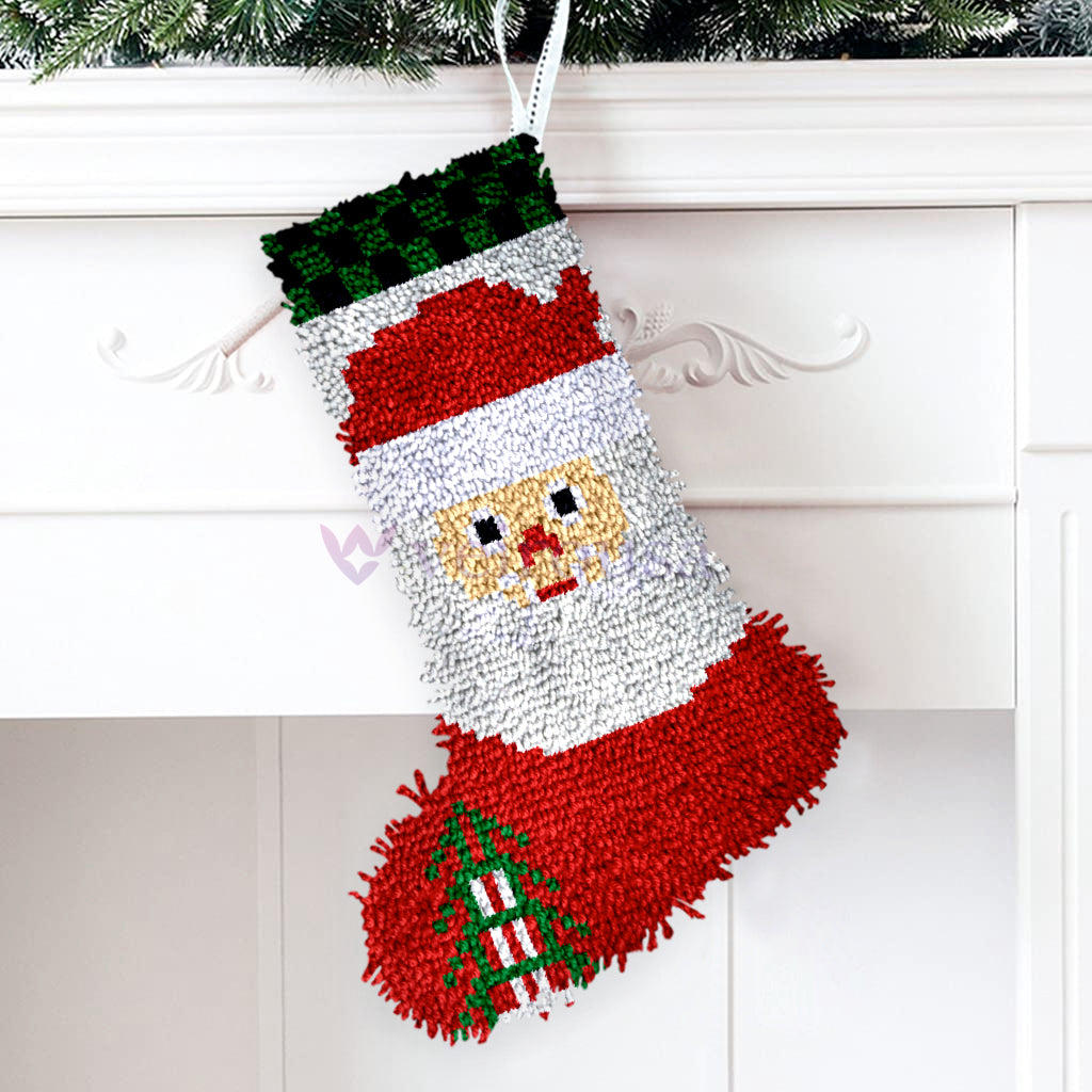 Santa Claus Christmas Stocking DIY Latch Hook Kits for Beginners