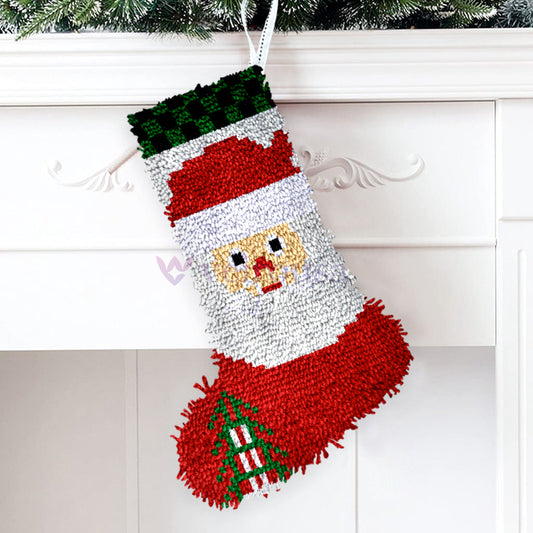 Santa Claus Christmas Stocking DIY Latch Hook Kits for Beginners