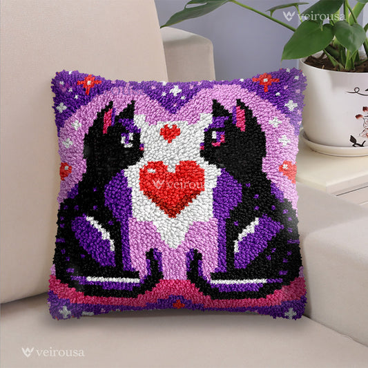 Love Cat - Latch Hook Pillow Kit