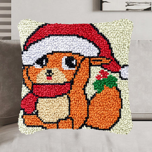 Kit de cierre de gancho para funda de almohada con diseño de ardilla navideña para adultos, principiantes y niños 
