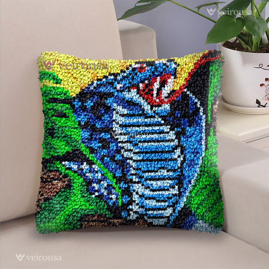 Majestic Cobra Latch Hook Pillow Kit for Adult, Beginner and Kid