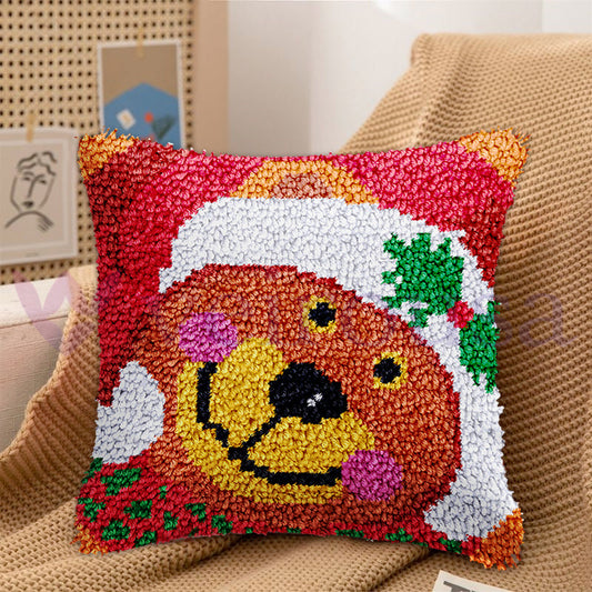 Kits de cierre de gancho para funda de almohada con diseño de oso navideño para adultos, principiantes y niños 