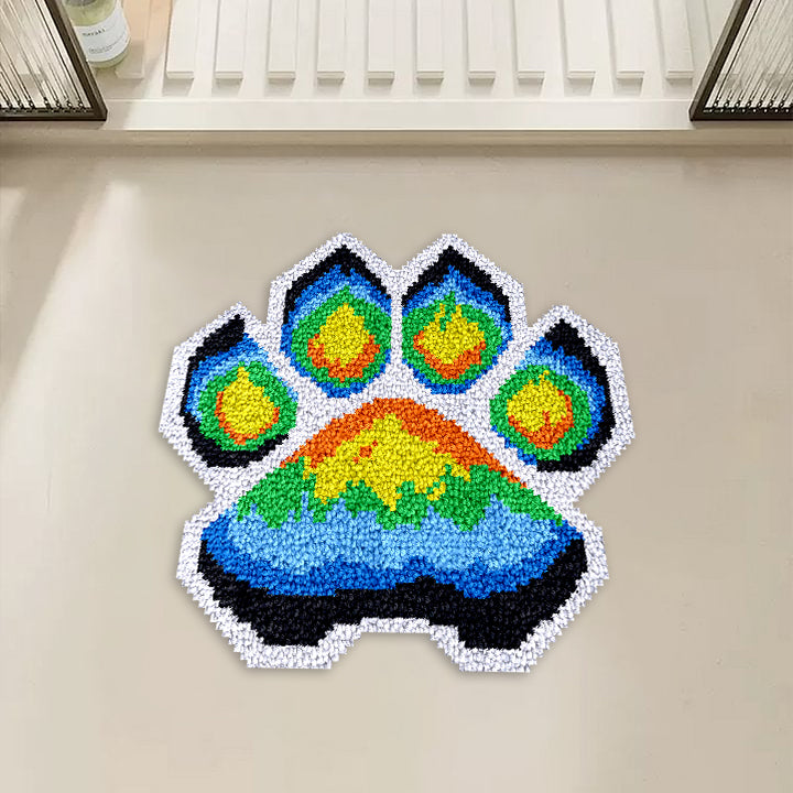 Gradient Color Paw Shaped - Latch Hook Rug Kit