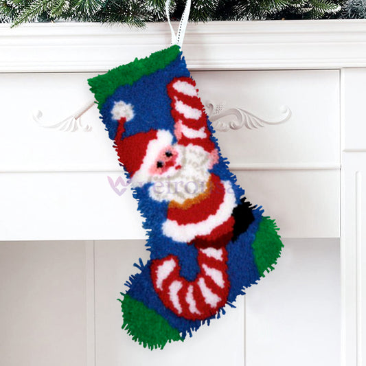 Santa With Candy Christmas Stocking DIY Latch Hook Kits for Beginners