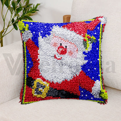 Christmas | Happy Santa Claus Pillowcase Latch Hook Kits for Adult, Beginner and Kid