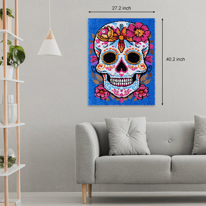 [Large Size] Skull With Flowers - Latch Hook Rug Kit