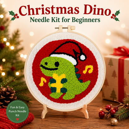 Christmas Dinosaur & Penguin Punch Needle Kit for Beginners