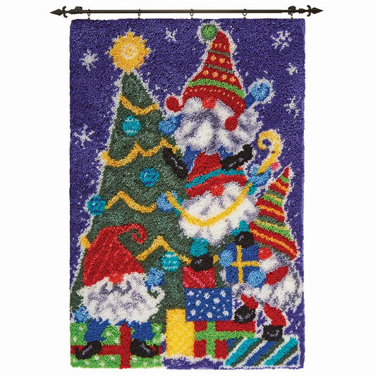 Happy Christmas Gnomes Rug Latch Hook Kits for Beginners