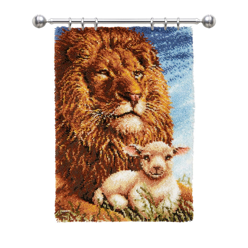 Large Size-Lion Sheep Rug Latch Hook Kits for Beginners