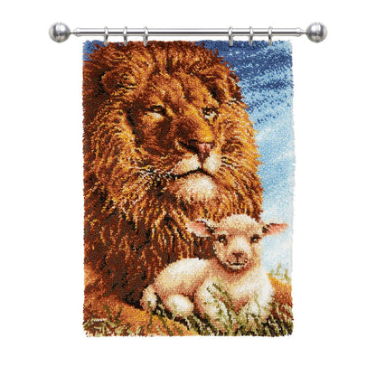 Large Size-Lion Sheep Rug Latch Hook Kits for Beginners