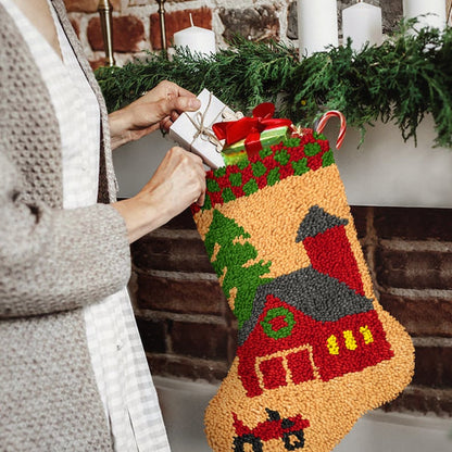 Kit de ganchillo para principiantes: Calcetín navideño de Papá Noel con reno